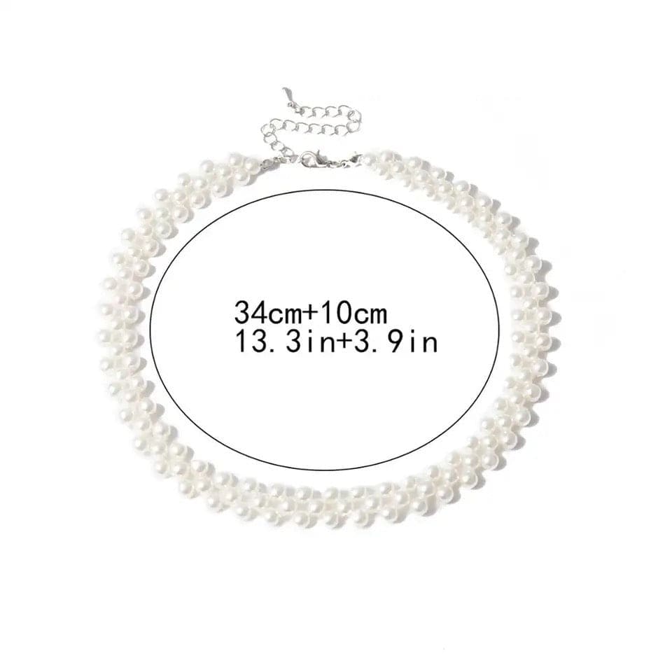 Multilayer Simulated Round Pearl Choker Necklace, Collar Statement Clavicle Chain Necklace, Double Collarbone Chain Simple Choker Necklace Multilayer Simulated Round Pearl Choker Necklace, Collar Statement Clavicle Chain Necklace, Double Collarbone Chain Simple Choker Necklace